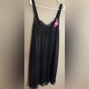 NWT ILUSION Black Lacy Lingerie Babydoll Nightie  Size M